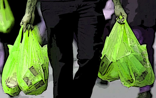 Sacchetti di plastica verde per la spesa